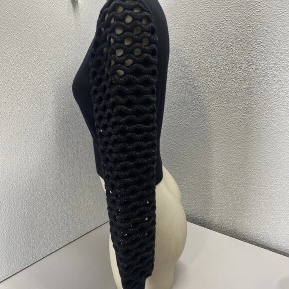 NEW MARIA PAVAN Womens Sequin Braided Long Sleeve Soft Sweater Size M Black - Picture 7 of 12